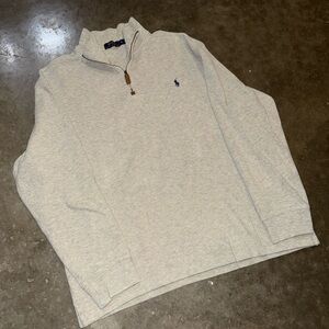 Ralph Lauren Heather Gray Quarter-Zip Pullover with Navy Pony